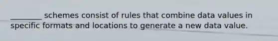 ________ schemes consist of rules that combine data values in specific formats and locations to generate a new data value.