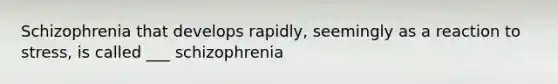 Schizophrenia that develops rapidly, seemingly as a reaction to stress, is called ___ schizophrenia