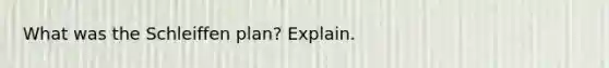 What was the Schleiffen plan? Explain.