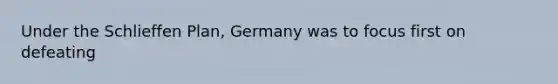 Under the Schlieffen Plan, Germany was to focus first on defeating