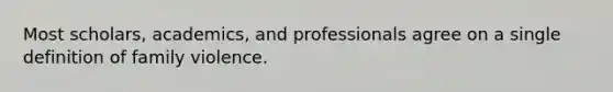 Most scholars, academics, and professionals agree on a single definition of family violence.