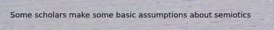 Some scholars make some basic assumptions about semiotics