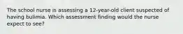 The school nurse is assessing a 12-year-old client suspected of having bulimia. Which assessment finding would the nurse expect to see?