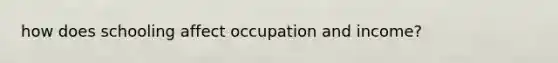 how does schooling affect occupation and income?