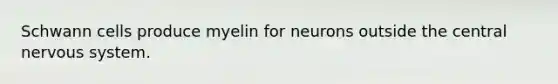 Schwann cells produce myelin for neurons outside the central nervous system.