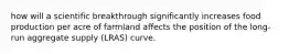 how will a scientific breakthrough significantly increases food production per acre of farmland affects the position of the long-run aggregate supply (LRAS) curve.