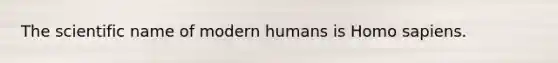 The scientific name of modern humans is Homo sapiens.