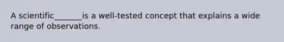 A scientific_______is a well-tested concept that explains a wide range of observations.