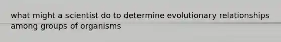 what might a scientist do to determine evolutionary relationships among groups of organisms