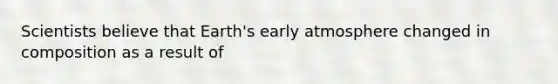 Scientists believe that Earth's early atmosphere changed in composition as a result of