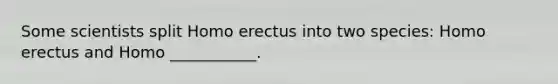 Some scientists split Homo erectus into two species: Homo erectus and Homo ___________.