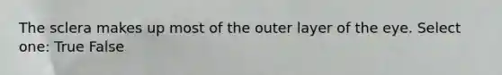 The sclera makes up most of the outer layer of the eye. Select one: True False