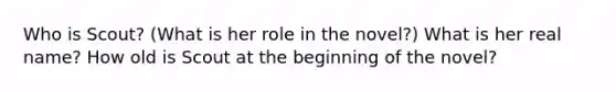 Who is Scout? (What is her role in the novel?) What is her real name? How old is Scout at the beginning of the novel?