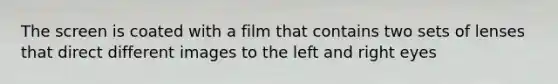 The screen is coated with a film that contains two sets of lenses that direct different images to the left and right eyes