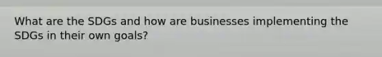What are the SDGs and how are businesses implementing the SDGs in their own goals?