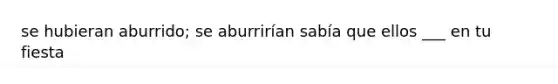 se hubieran aburrido; se aburrirían sabía que ellos ___ en tu fiesta