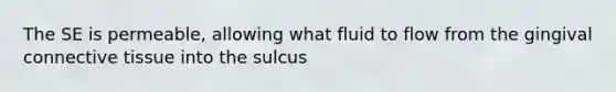 The SE is permeable, allowing what fluid to flow from the gingival connective tissue into the sulcus