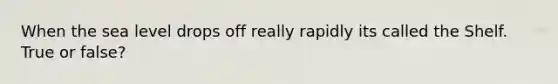 When the sea level drops off really rapidly its called the Shelf. True or false?