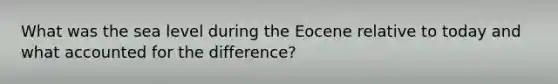 What was the sea level during the Eocene relative to today and what accounted for the difference?