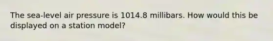 The sea-level air pressure is 1014.8 millibars. How would this be displayed on a station model?