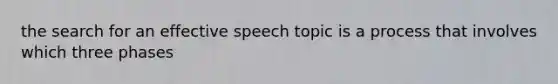 the search for an effective speech topic is a process that involves which three phases