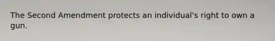 The Second Amendment protects an individual's right to own a gun.