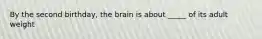 By the second birthday, the brain is about _____ of its adult weight