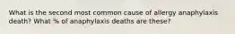 What is the second most common cause of allergy anaphylaxis death? What % of anaphylaxis deaths are these?