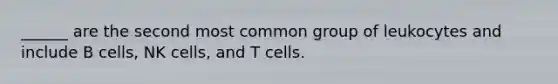 ______ are the second most common group of leukocytes and include B cells, NK cells, and T cells.