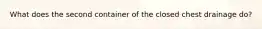 What does the second container of the closed chest drainage do?