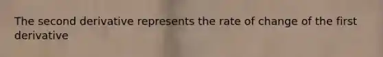 The second derivative represents the rate of change of the first derivative