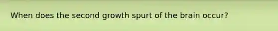When does the second growth spurt of the brain occur?