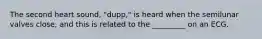 The second heart sound, "dupp," is heard when the semilunar valves close, and this is related to the _________ on an ECG.