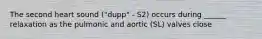 The second heart sound ("dupp" - S2) occurs during ______ relaxation as the pulmonic and aortic (SL) valves close