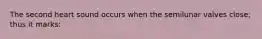 The second heart sound occurs when the semilunar valves close; thus it marks: