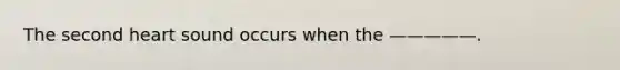 The second heart sound occurs when the —————.