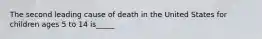 The second leading cause of death in the United States for children ages 5 to 14 is_____