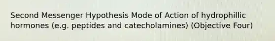 Second Messenger Hypothesis Mode of Action of hydrophillic hormones (e.g. peptides and catecholamines) (Objective Four)