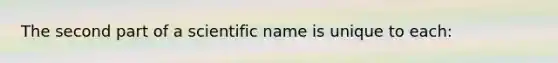 The second part of a scientific name is unique to each: