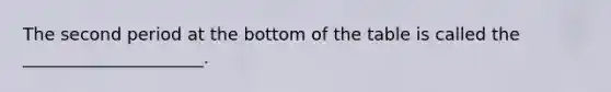 The second period at the bottom of the table is called the _____________________.