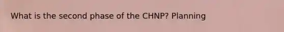 What is the second phase of the CHNP? Planning