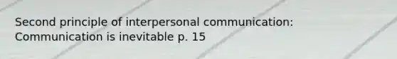 Second principle of interpersonal communication: Communication is inevitable p. 15