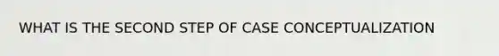 WHAT IS THE SECOND STEP OF CASE CONCEPTUALIZATION