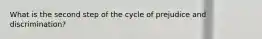 What is the second step of the cycle of prejudice and discrimination?