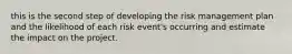 this is the second step of developing the risk management plan and the likelihood of each risk event's occurring and estimate the impact on the project.