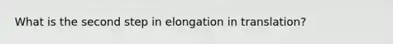 What is the second step in elongation in translation?