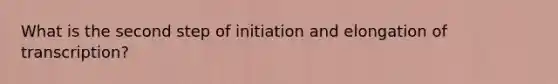 What is the second step of initiation and elongation of transcription?