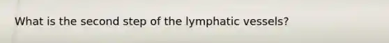 What is the second step of the <a href='https://www.questionai.com/knowledge/ki6sUebkzn-lymphatic-vessels' class='anchor-knowledge'>lymphatic vessels</a>?