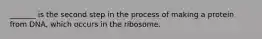 _______ is the second step in the process of making a protein from DNA, which occurs in the ribosome.