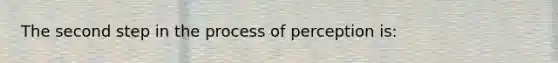 The second step in the process of perception is: